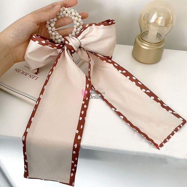 Esarfa din matase cu elastic si perle Cod ESF068